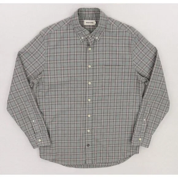 Taylor Stitch Shirt Mens 38 Green Brown Plaid Organic Cotton Long Sleeve - Picture 1 of 6